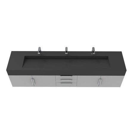 Castello Usa Nile 84-inch Gray Vanity Set with Black Top and Brushed Nickel Handles CB-MC-84G-BN-2053-BL